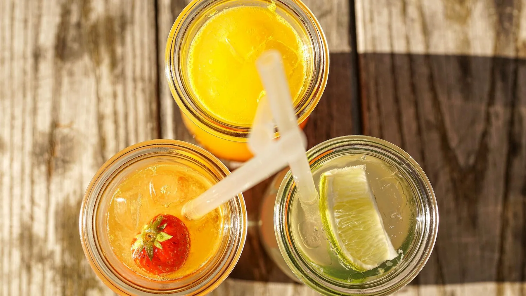 assorted juice on glass bottles